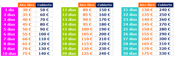 Tarifa general online Parking10